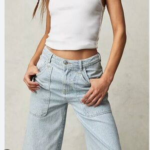 Free people piper mid-rise crop wide leg jeans